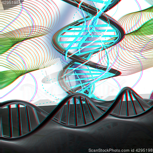 Image of DNA structure model Background. 3d illustration. Anaglyph. View 