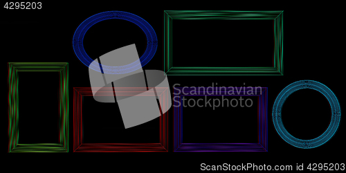 Image of Abstract frames. Conceptual design. 3D illustration. Anaglyph. V