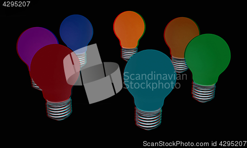 Image of lamps. 3D illustration. Anaglyph. View with red/cyan glasses to 