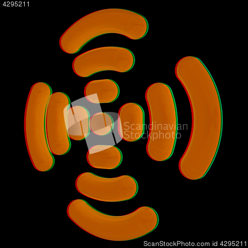 Image of Radio Frequency Identification symbol. 3d illustration. Anaglyph