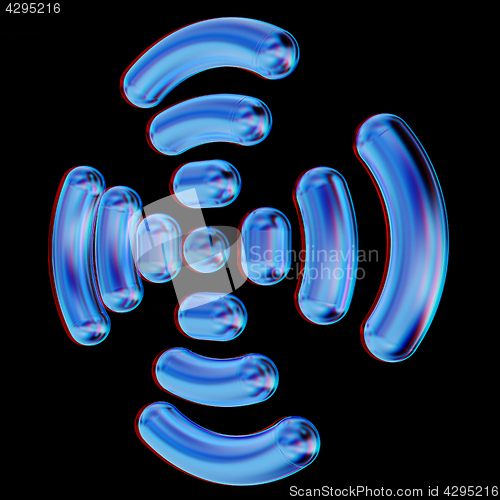 Image of Radio Frequency Identification symbol. 3d illustration. Anaglyph