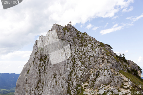 Image of Summit cross of Teufelstaettkopf mountain, Bavarian Alps, German