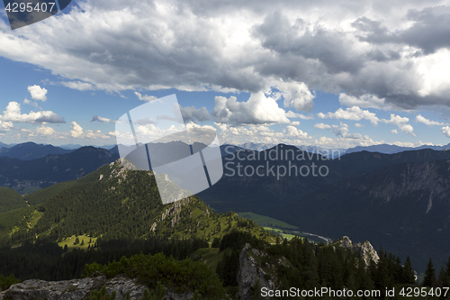 Image of Panorama view from mountain Teufelstaettkopf in Bavarian Alps, G