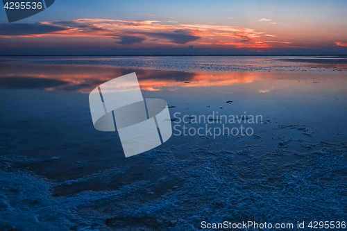 Image of Beauty sunset on salty lake