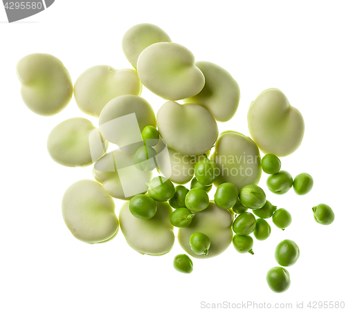 Image of Beans and peas on a white background