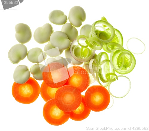 Image of various vegetables on white background