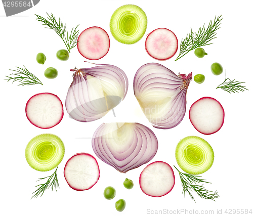 Image of Composition of sliced vegetables