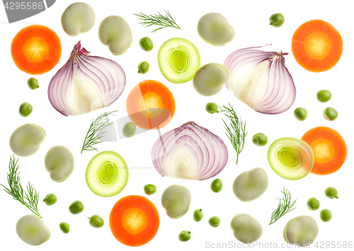 Image of Composition of various sliced vegetables