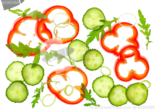 Image of Composition of various sliced vegetables