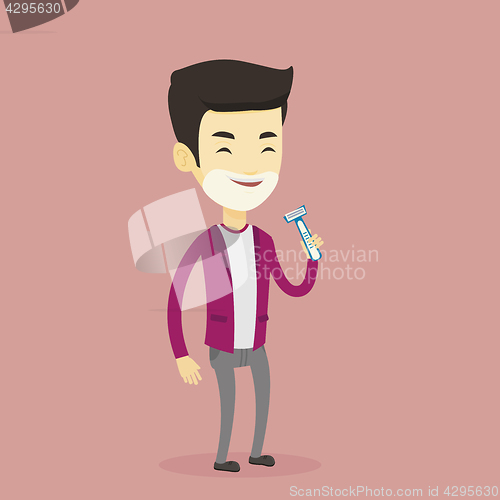 Image of Man shaving his face vector illustration.