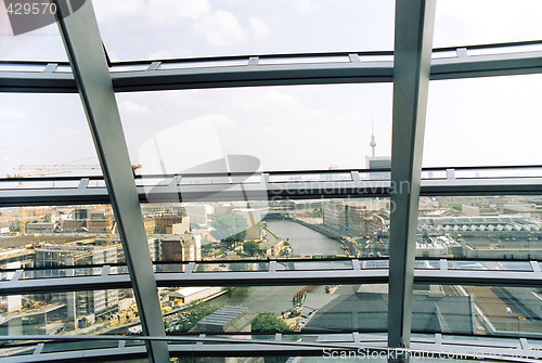 Image of Berlin cityscape from inside Reichstag dome