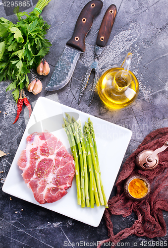 Image of meat with asparagus