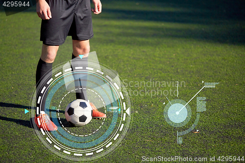 Image of soccer player playing with ball on football field