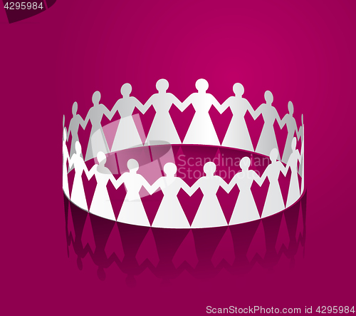 Image of Paper women holding hands in the shape of a circle.