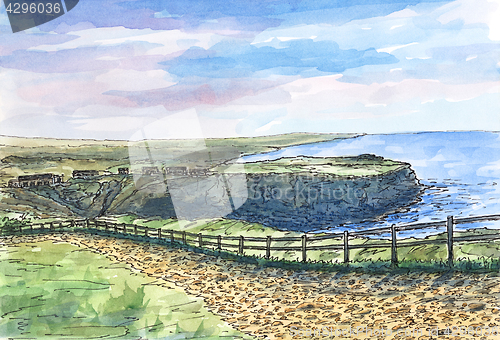 Image of Irish landscape with stony road and fence