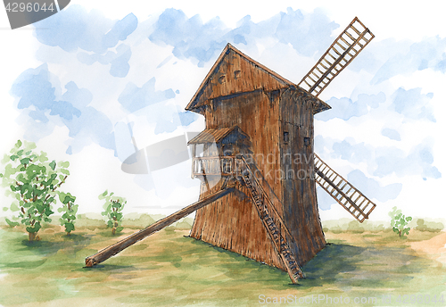 Image of Post mill (earliest type of European windmill)