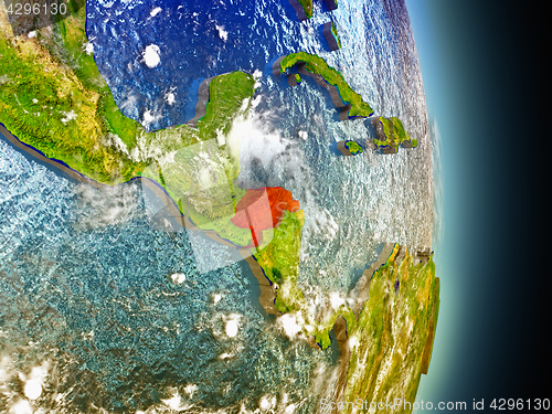 Image of Honduras in red from space