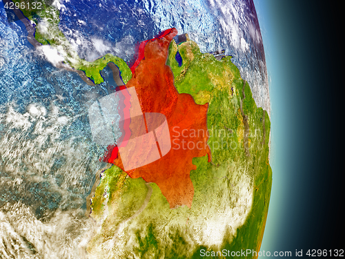 Image of Colombia in red from space