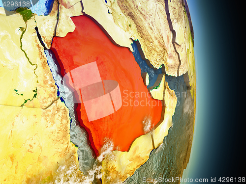 Image of Saudi Arabia in red from space