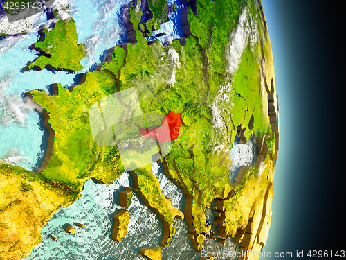 Image of Austria in red from space