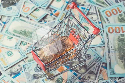 Image of Shopping cart with bitcoins