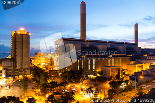 Image of Cement plant at sunset