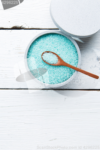 Image of Cup of blue sea salt