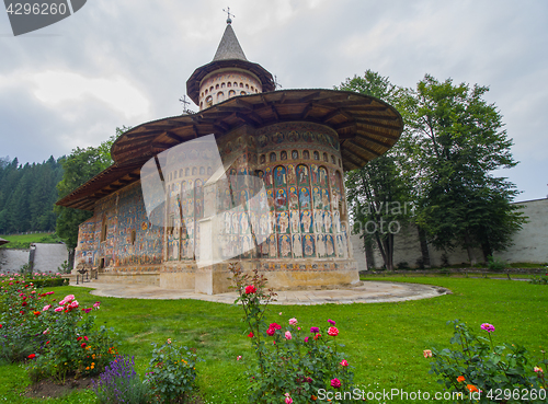 Image of Voronet Monastery painted church in Moldavia