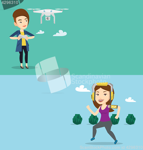 Image of Two technology banners with space for text.