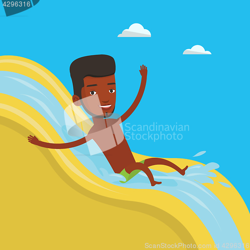 Image of Man riding down waterslide vector illustration.