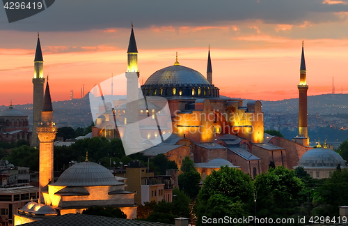 Image of Hagia Sophia and sunset