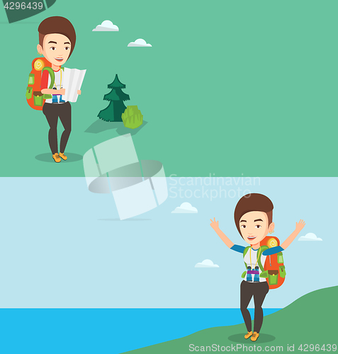 Image of Two travel banners with space for text.