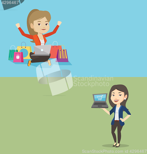 Image of Two shopping banners with space for text.