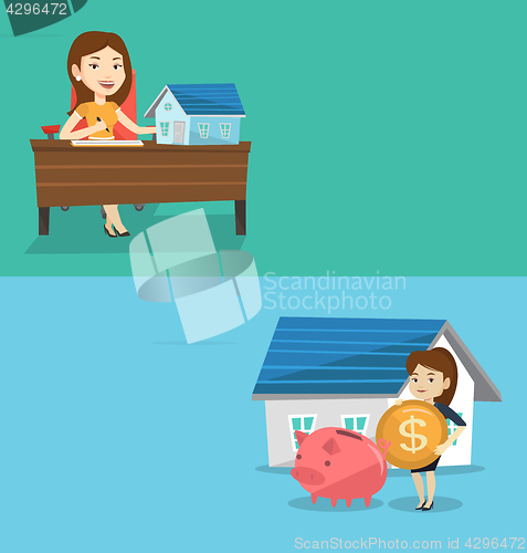 Image of Two real estate banners with space for text.