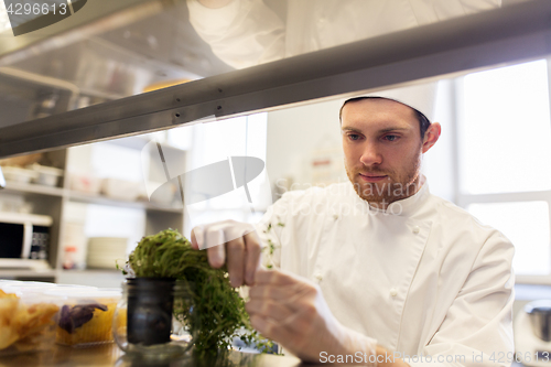 Image of male chef working at restaurant kitchen