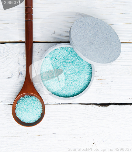 Image of Sea salt on white table