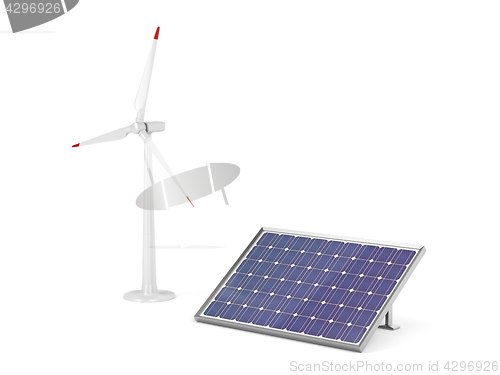 Image of Wind turbine and solar panel 