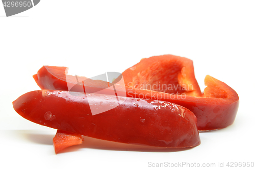 Image of Sliced red onion on white background