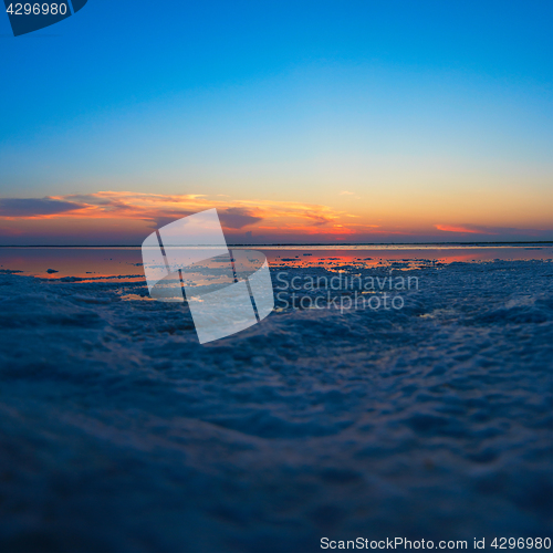 Image of Beauty sunset on salty lake