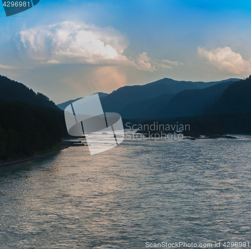 Image of Evening in mountain on river Katun