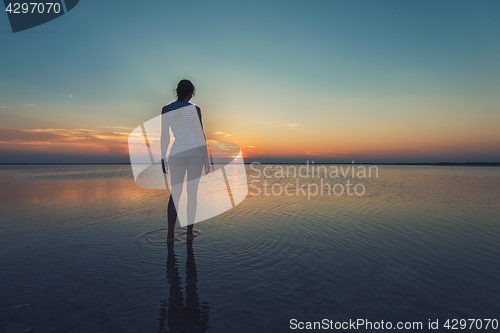 Image of Beauty sunset on salty lake