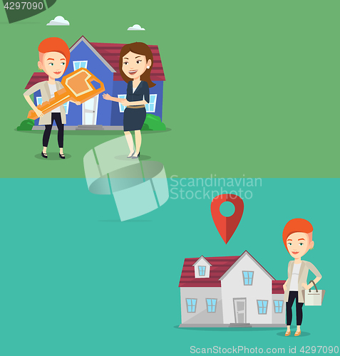 Image of Two real estate banners with space for text.