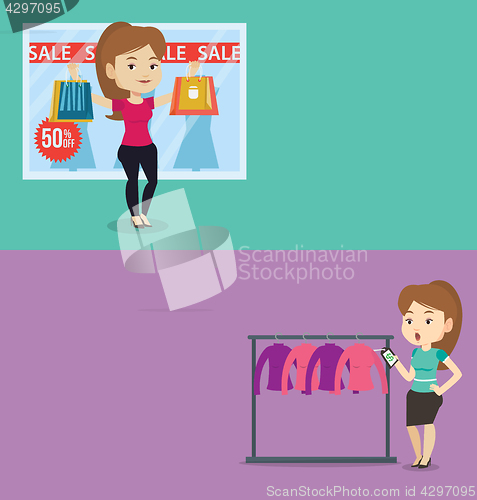 Image of Two shopping banners with space for text.