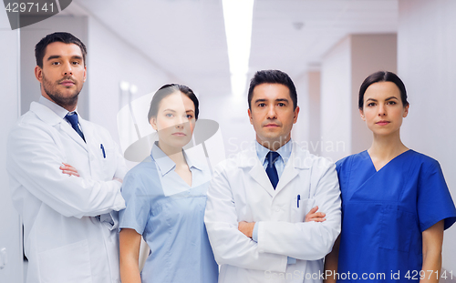 Image of group of medics or doctors at hospital