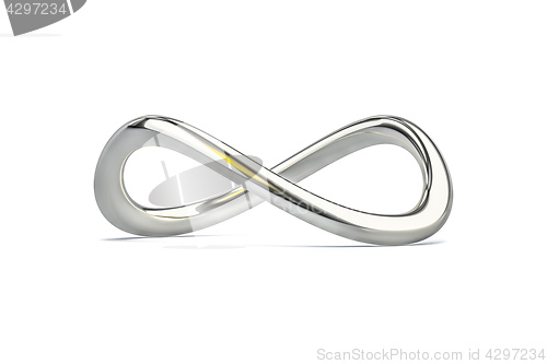 Image of a chrome infinity sign isolated on white