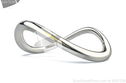 Image of a chrome infinity sign isolated on white