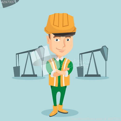 Image of Confident oil worker vector illustration.