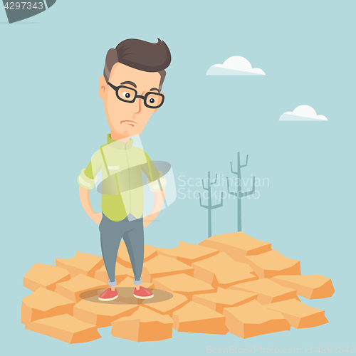 Image of Sad man in the desert vector illustration.