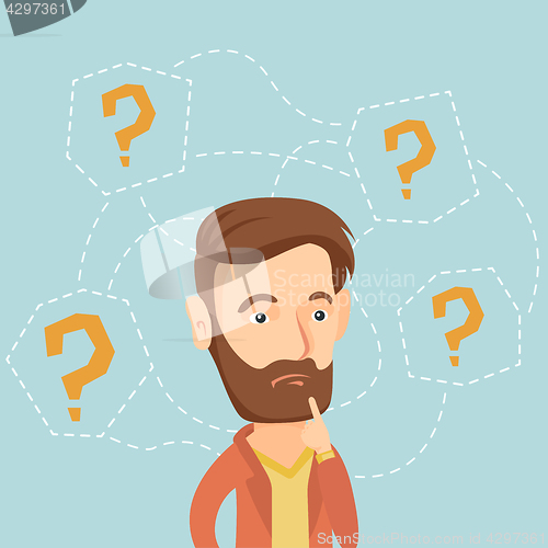 Image of Young business man thinking vector illustration.