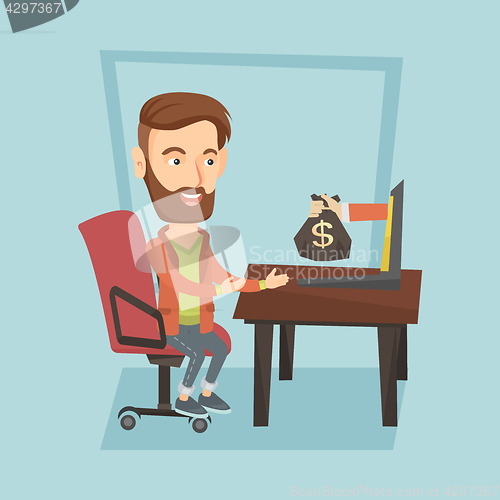 Image of Businessman earning money from online business.